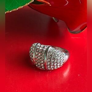 Guess Silver and Crystal Embellished Ring